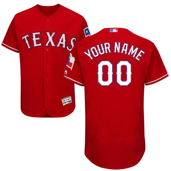 Men Texas Rangers Majestic Alternate Red Scarlet Flex Base Authentic Collection Custom MLB Jersey->customized mlb jersey->Custom Jersey